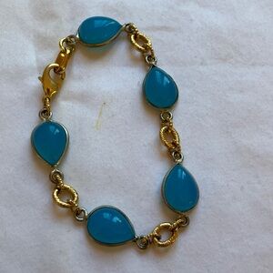 Teardrop Blue and Gold Bracelet